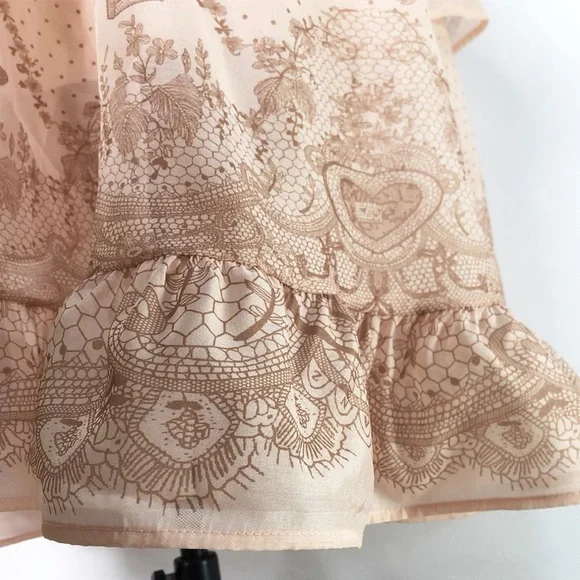 Stunning Designer Pink Chiffon Lace Pearl Maxi Dress